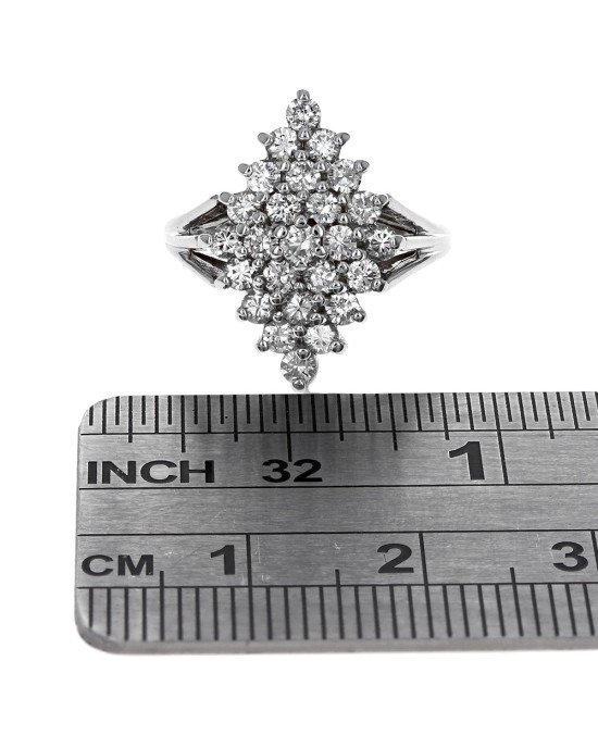 Diamond Shaped Diamond Cluster Ring